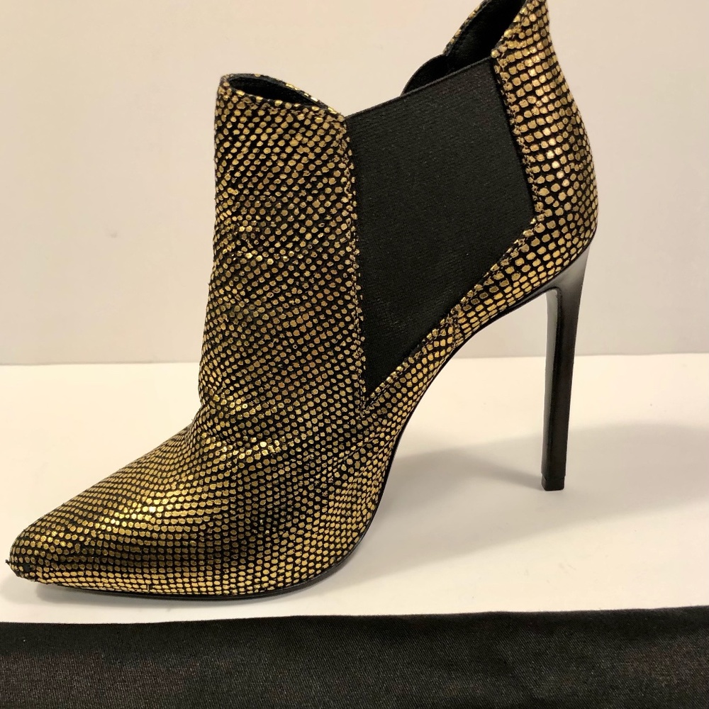 Saint Laurent Gold Leather Ankle Boot